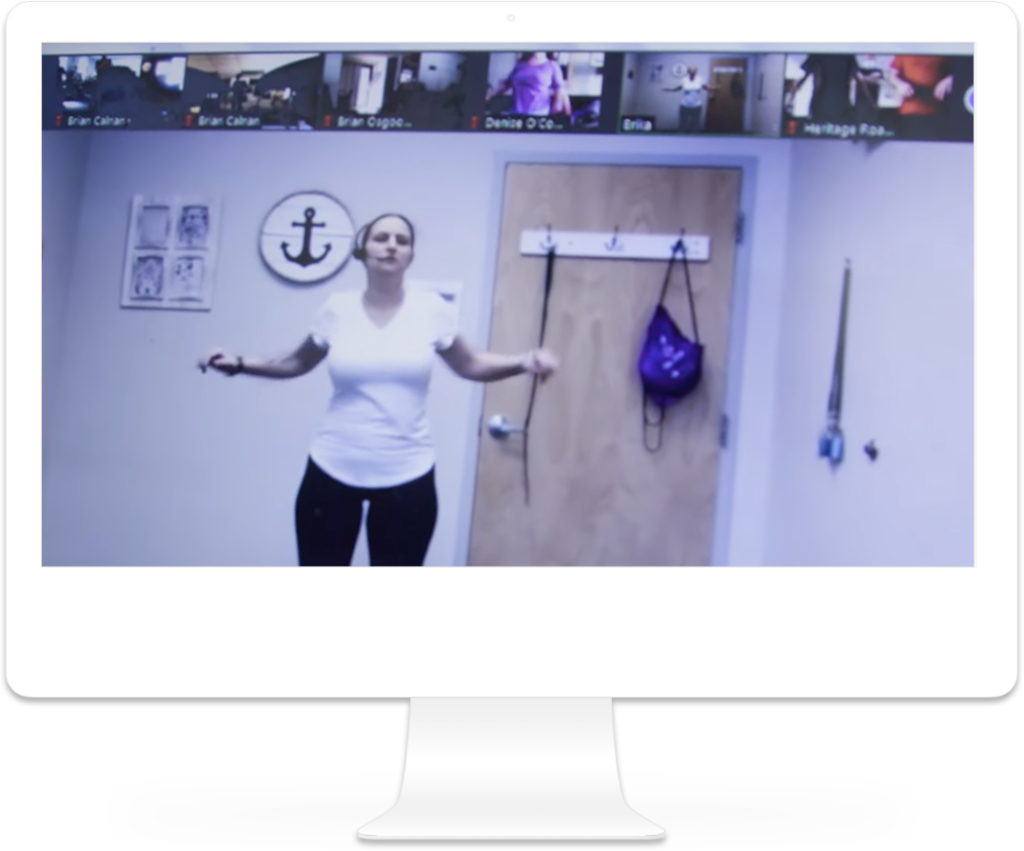 Video call with people doing an exercising activity